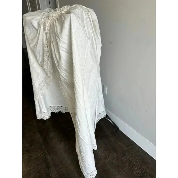 Vintage Baby Crib Cotton Embroidery Long Covering Curtain Lace and Eyelet Detail - Picture 5 of 12